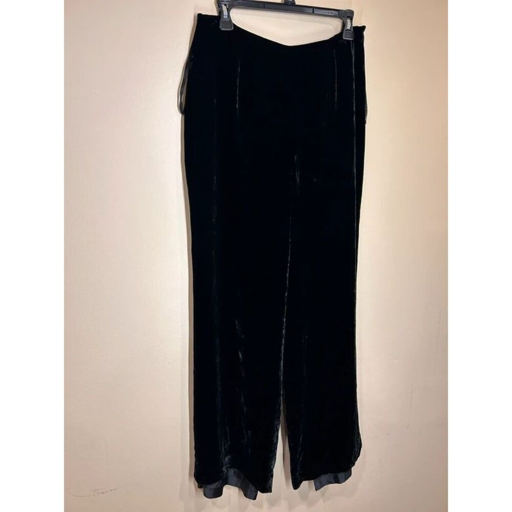 Vintage Women's Crushed Black Velvet Silk Blend Relaxed Pants Witchy